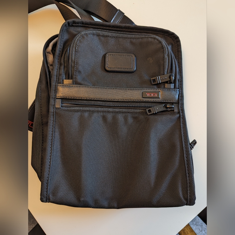 TUMI Organizer Travel Tote black Ballistic Nylon RFID Blocking Expandable